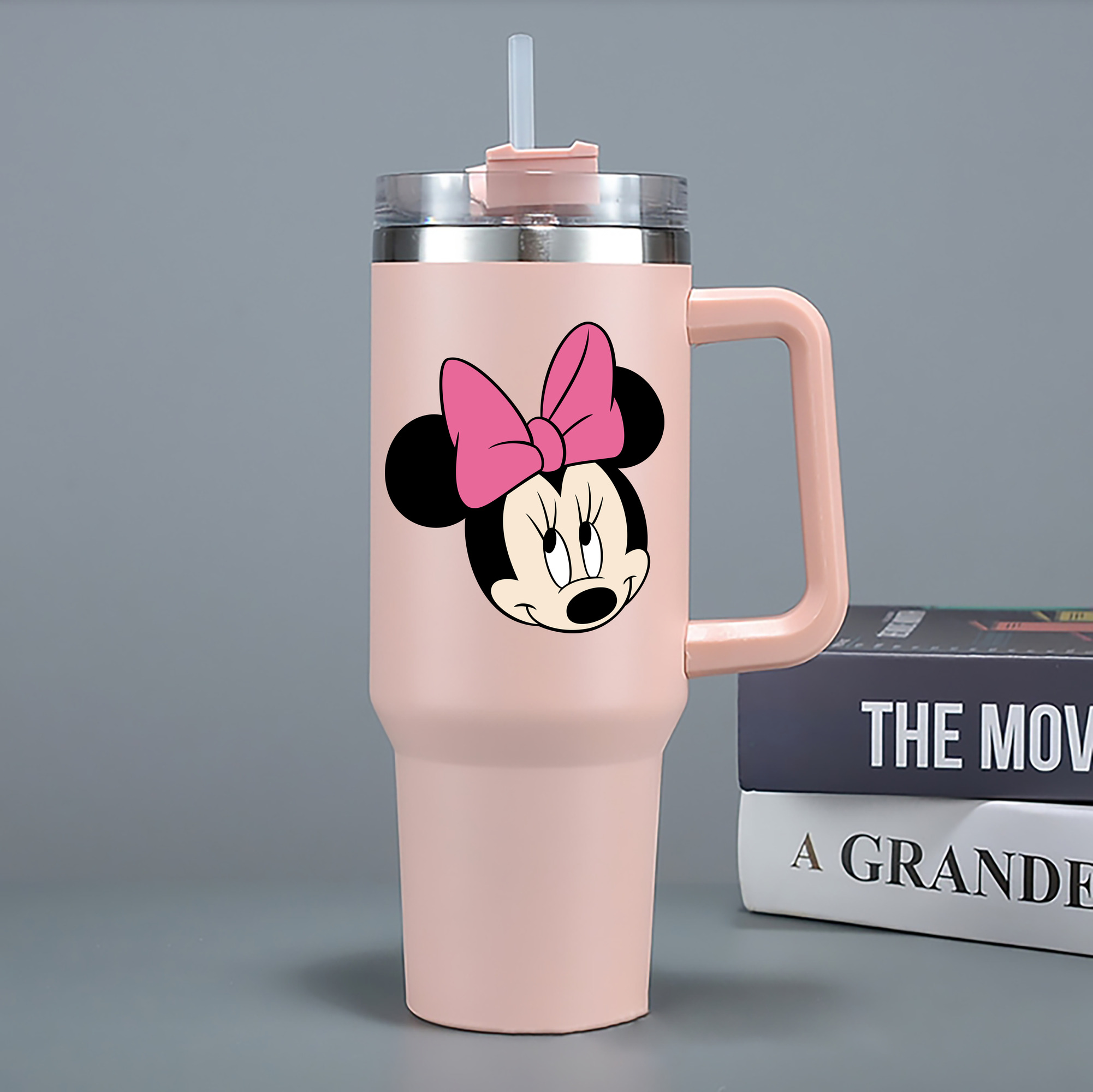 （画像用） ミッキーマウス Mickey Mouse 1200mL車用タンブラー - クリスタルステッカー（プラスチックストロー付き）